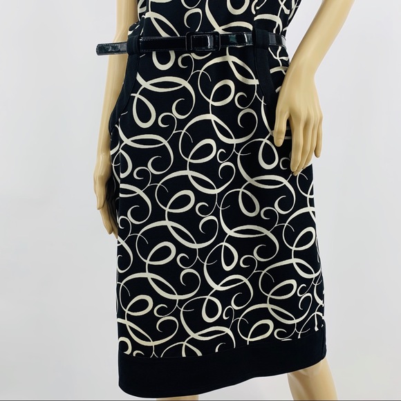 London Times Black & White Belted Dress - Picture 4 of 8